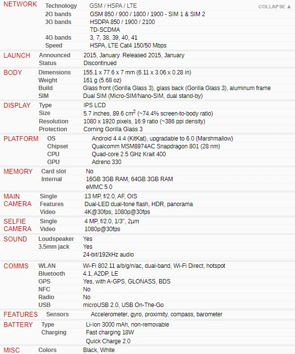 Android Xiaomi Mi Note Dual SIM 5.7" 16GB 64GB ROM 3GB RAM 13MP Phone 4G LTE - Image 4 of 4