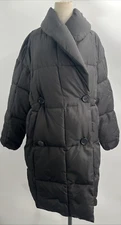 OOF WEAR Women's Double Breasted Lightweight Quilted Oversize Black Coat Size 40