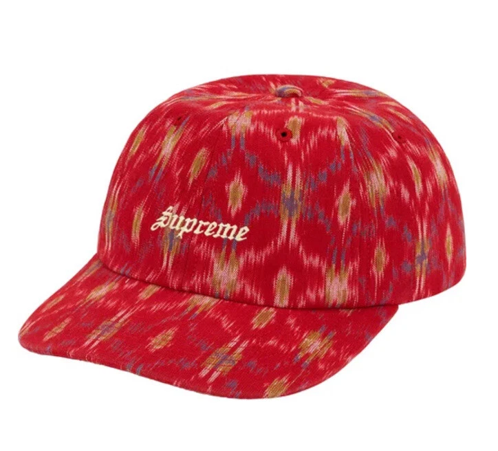 CHAPEAU SUPRÊME IKAT 6 PANNEAUX ROUGE OS SS21 SEMAINE 11 (EN MAIN) AUTHENTIQUE NEUF