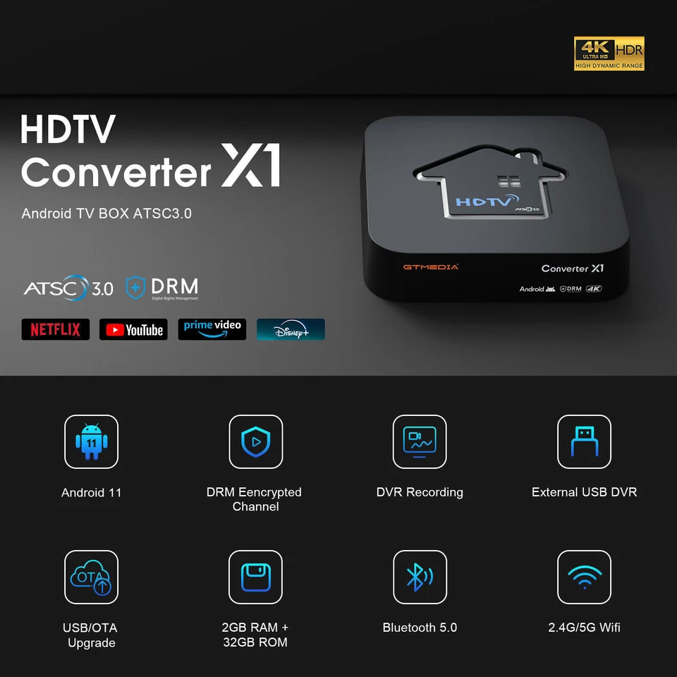 4K UHD ATSC 3.0 Certified TV Tuner Digital Terrestrial OTA  ATSC TV Box Free DVR - Image 3 of 4