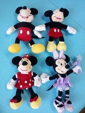 Lot of 4 Disney Mickey Mouse Minnie Mouse 8" Plush Soft Toy Stuffed Animals