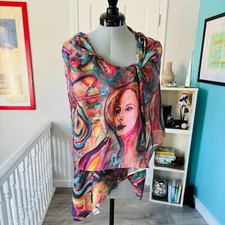 NEW without TAGS Elegant Colorful Wrap with print of Beep, Beep by John Sebeliu