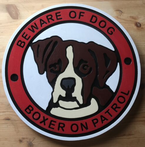 Beware of Dog Boxer 3D routed carved wood sign plaque Custom  - Picture 1 of 3