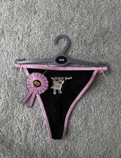 Black Hana Deka Club Ladies Thong Under Wear brand new Size 14/16 With Tags