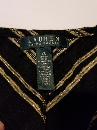 Ralph Lauren Black & Gold Chevron V Neck Sheath DRESS Size xs - Picture 2 of 2