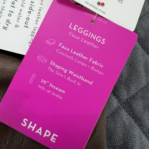 Spanx Kunstleder Leggings Damen mittelbraun Shaping Hose Bronze Metall B15 - Bild 5 von 6