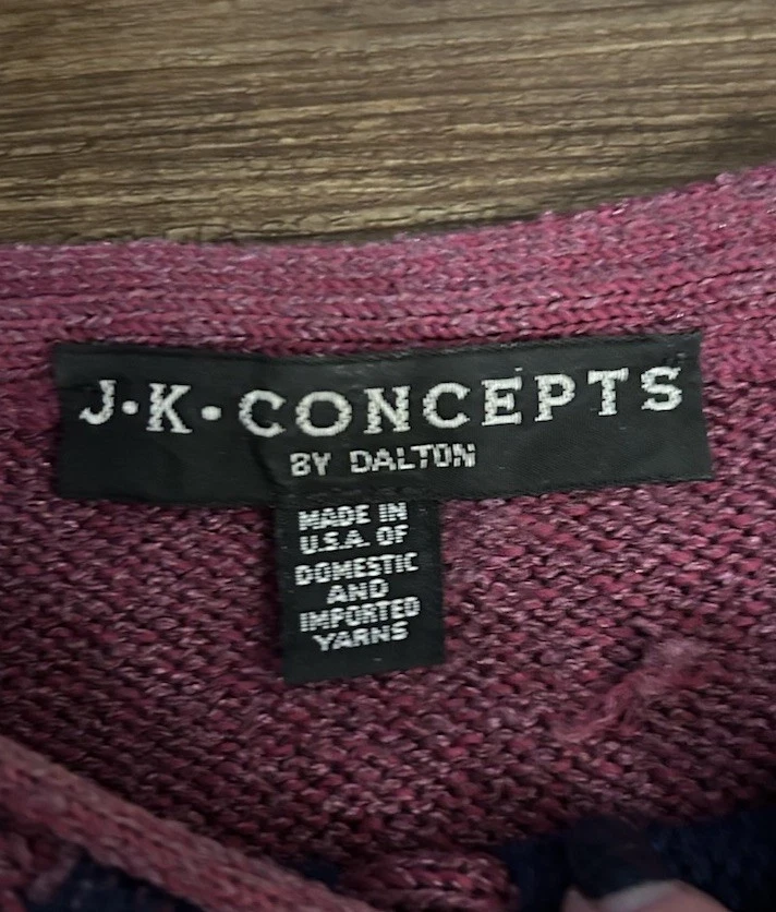 Suéter De Colección Años 80 Para Mujer Talla Mediana Púrpura Tejido Cebra JK Concepts Retro Hecho en EE. UU. Foto 2 de 4