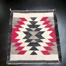 Antique Navajo Germantown Wool Rug 19x20 Geometric Hand Woven Textile Sampler
