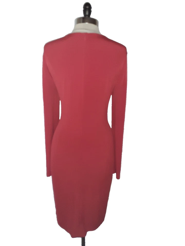 Vestido Vaina MICHAEL KORS Talla XL Rojo Manga Larga Elastizado Tejido Hasta la Rodilla Foto 4 de 4