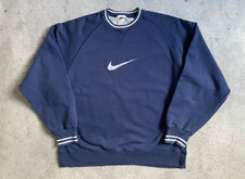 Vintage 90s Nike Big Center Swoosh Sweatshirt Crewneck Navy Blue XL Streetwear
