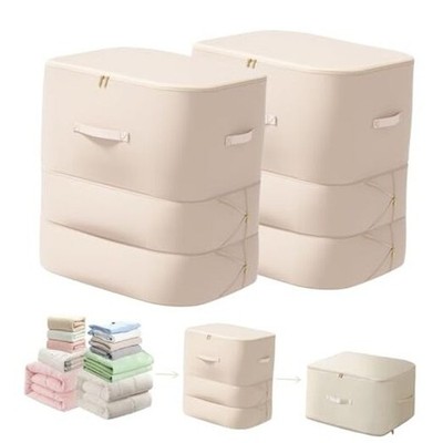 Ultra Space Saving Self Compression Organizer, 2025 New 3 XL-3Layers-Beige-2PCS