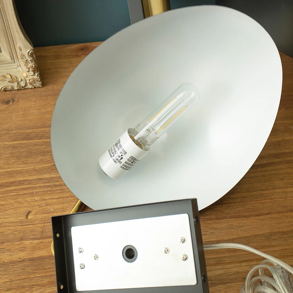 West Elm Curvilinear Plug In Wall Sconce Black & Gold Set of 2 - Image 4 of 4