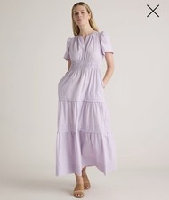 NWT Quince 100% Organic Cotton Poplin Tiered Maxi Dress Lilac Small