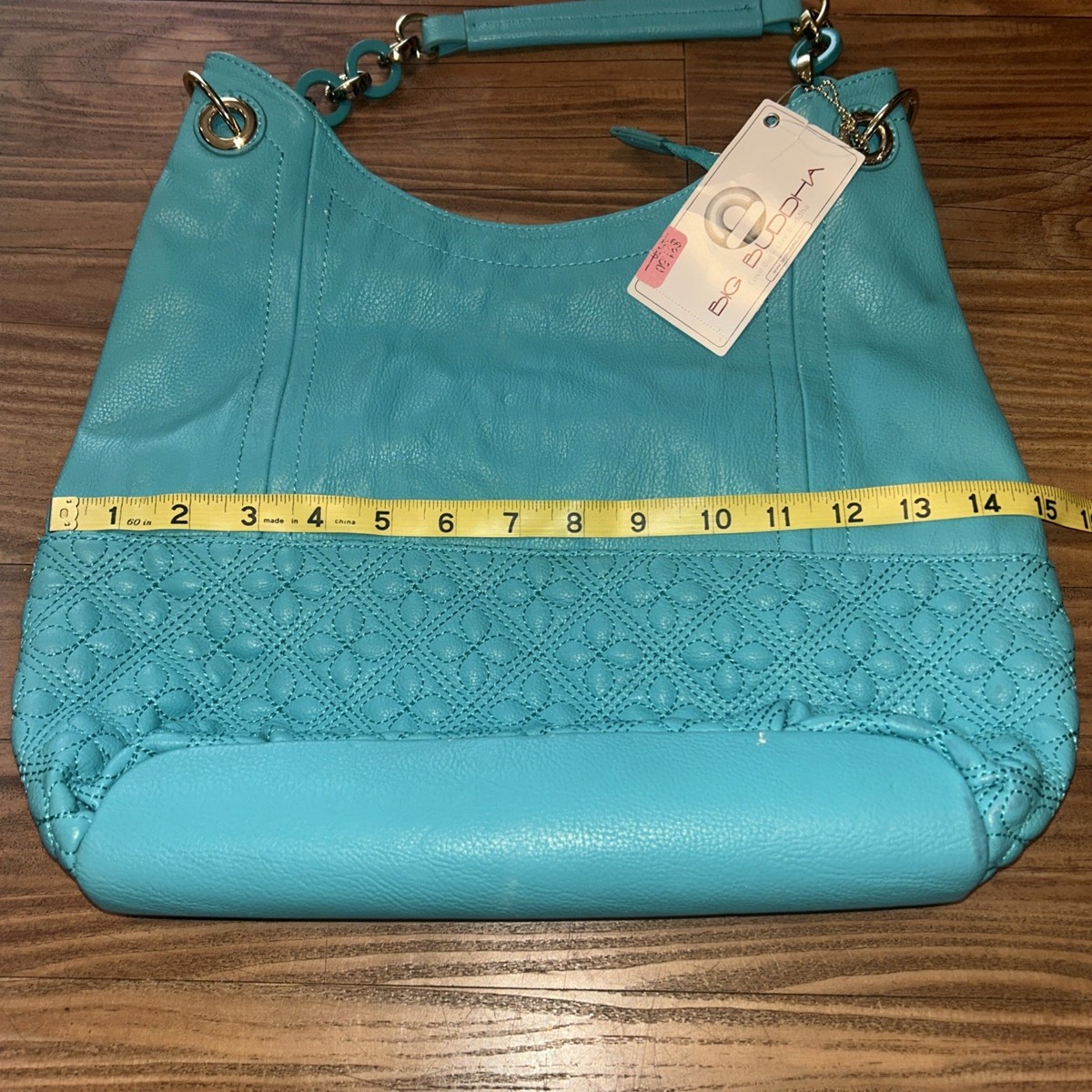 Big Buddha Large Jumbo Turquoise Blue Flower Purse New W/ Defect