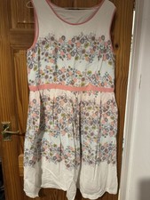 Cream with Peach Flowers Summer Dress M&S Uk 16 Vgc *smoke& Pet Free
