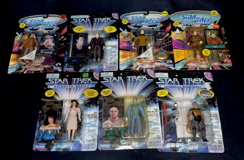 STAR TREK PLAYMATES GEORDI DATA DRESS CRUSHER LORE SOONG TRAVELER 1994 LOT OF 7