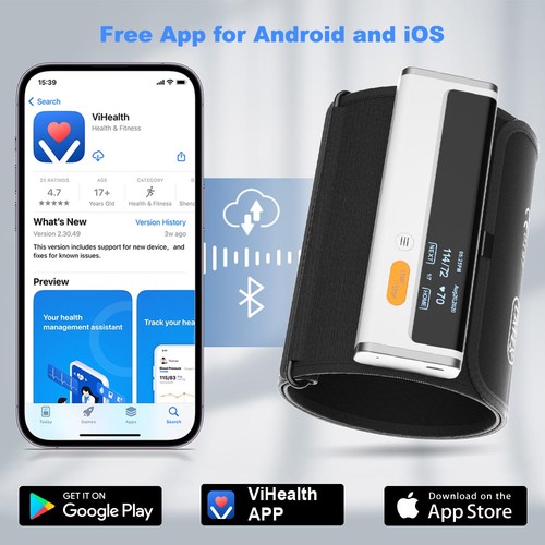 Checkme BP2 Bluetooth Upper Arm Blood Pressure Monitor with AI ECG Detects AFib