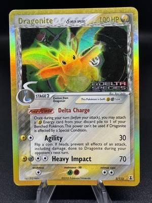 Pokémon TCG Dragonite EX Delta Reverse Holo 3/113 Delta Species - HP/Damaged