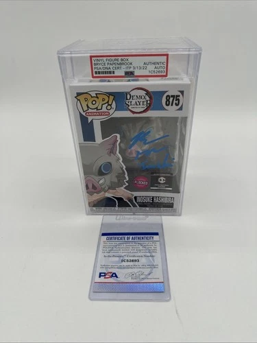 Demon Slayer Funko Pop Flock Inosuke Hashibira signed by Bryce Papenbrook w PSA
