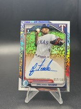 2024 Bowman Chrome Emiliano Teodo Auto Mini Diamond Refractor 1st #/100 Rangers