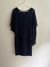 Adrianna Papell Women’s Chiffon Drape Overlay Dress Size 8, Navy