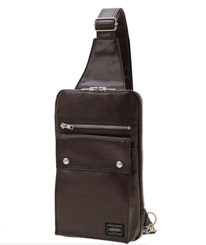 Yoshida Porter Sling Shoulder Bag Brown Cross Body Bag handmade in Japan