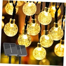 Solar Lights Outdoor Waterproof, Total 36ft 60 LEDs Crystal 1 Pack Warm White