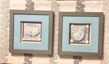 BEAUTIFULLY FRAMED 2 NATURAL SHELL ART SCULPTURES Beach Nautical Wall Art Decor