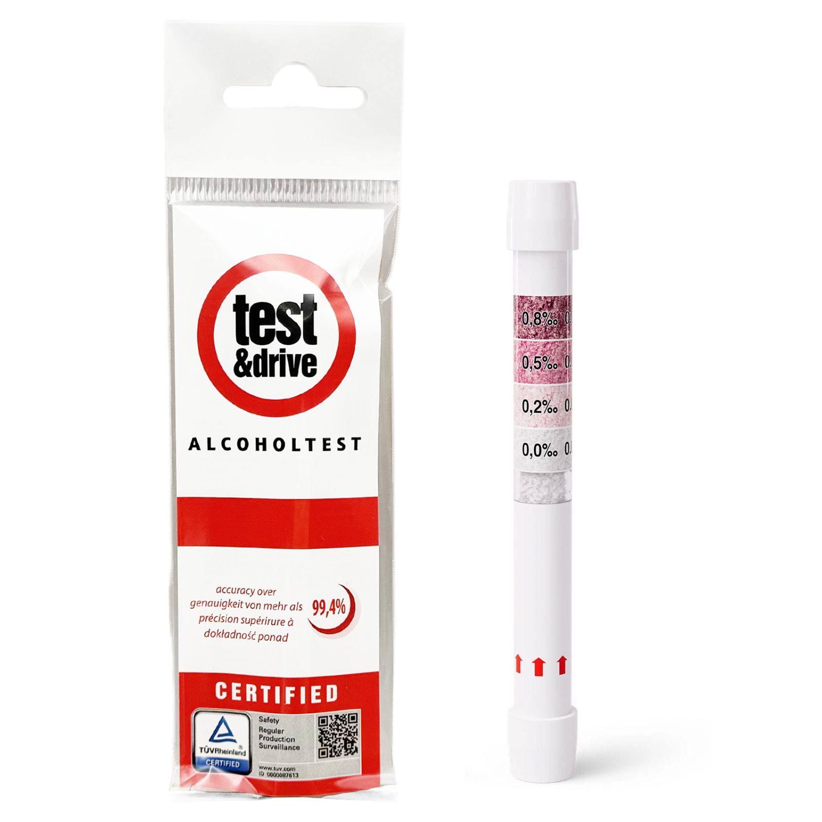 Alcohol Test Kit ~ Disposable Breathalysers (2 Tests) (Test & Drive)