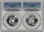 1956 Proof Franklin Half Dollar 50c Type 1 & Type 2 Dual Coin Holder