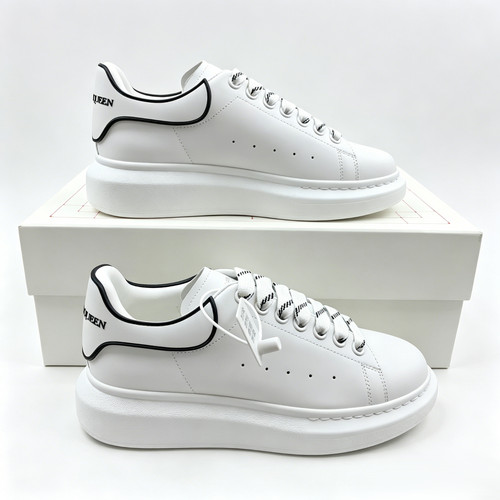 Alexander McQueen Oversized Sneaker White with Black Outline Trim Unisex Casual 