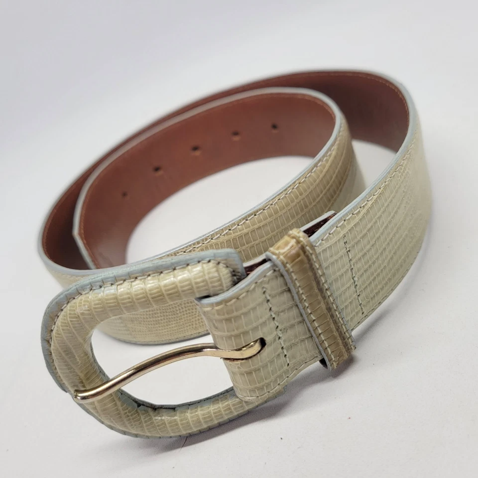 Cinturón Ralph Lauren Lagarto 28 30 Cintura Genuina Verde Claro 2446 De Colección Foto 3 de 4