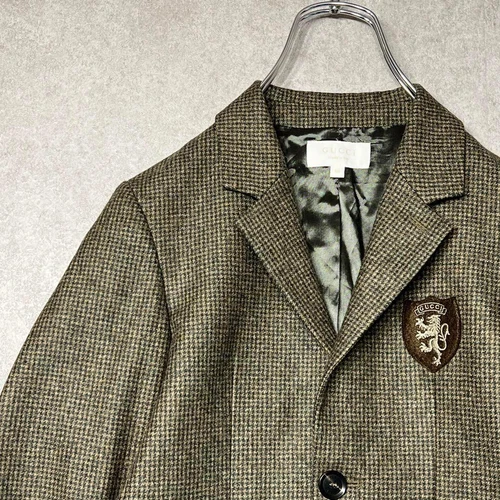 Giacca blazer Gucci verde marrone design denti di cane difficile da ottenere autentico da J
