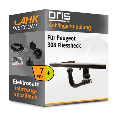 Für Peugeot 308 Fliessheck 13- ORIS Anhängekupplung abnehmbar + 7polig NEU