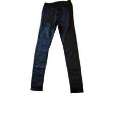 Vera Mode Black Coated Skinny Trousers Jeans Size M32 UK 10-12Leather / Wax Look