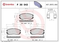 Brembo Bremsbelagsatz, Scheibenbremse P 30 043 FüR Hyundai KIA