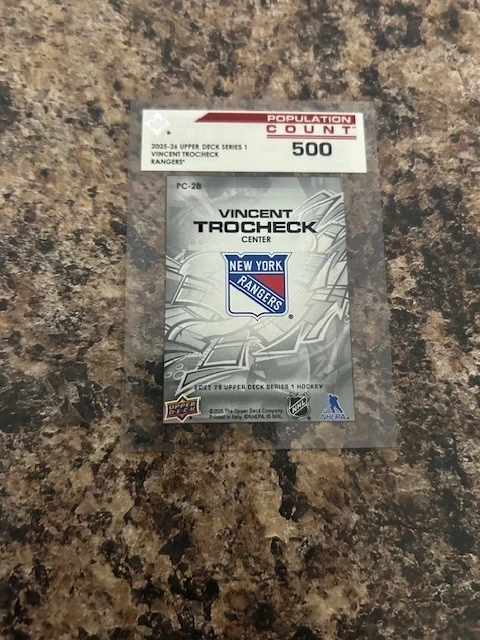 2025-26 Upper Deck Series 1 - Population Count Vincent Trocheck #PC-28 500 /500 - Image 2 of 2