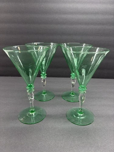 Steuben 5154 Green Wine Stems Set of Four