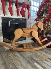 Vintage Amish Solid Oak Rocking Horse   Stunning Handcrafted Heirloom Quality