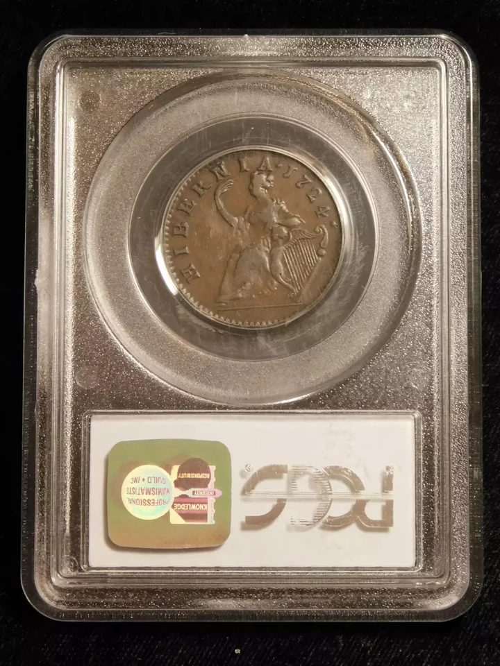 1724 Hibernia Farthing Colonial Half Penny - PCGS XF45  - Image 2 of 4