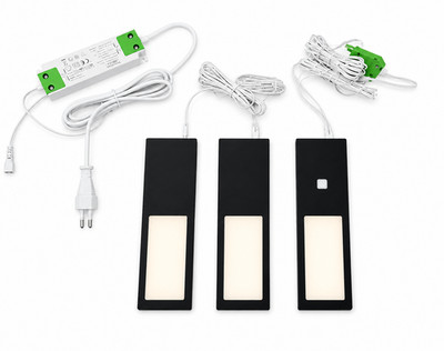 3er Set Voct Unterbauleuchten GAMMA Noir LED Schwarz Aluminium