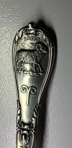 Gorham Zodiac Spoon Sterling Silver Aries March lrg 5 1/2" yr 1894 No Monograms
