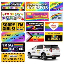 14PCS Funny LGBT Car Magnets Set, Gay Pride Rainbow Magnetic Bumper Stickers,