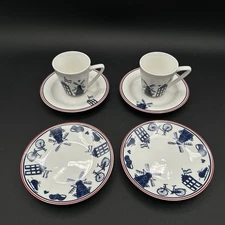 Dutch Rose Demitasse Cup With Saucer And Plate Set Two Of Each Porcelain