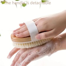 1pc Natural Bristle Back Scrubber Brush Long Handle Body Exfoliating Shower Tool