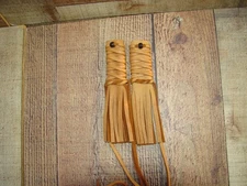 Native American Style Deerskin Leather Hair Wraps, Beaded Hair Ties, 6"