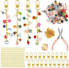 302 Pcs Keychain Making Kit with Charms, Bag Charm Making Kit Including 100 Char