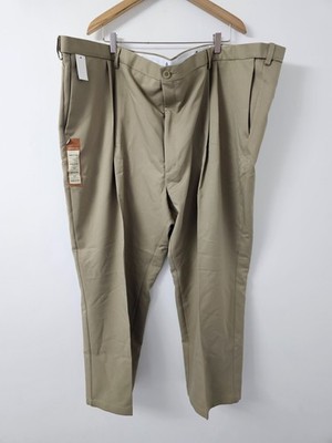 Haggar Hose Herren 58W 30L Khaki Cool 18 Classic Fit Plissee Big Tall Bügelfrei