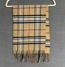 Scotland Plaid Scarf Tan Plaid Tartan Check Cashmere Feel Classic Soft Preppy