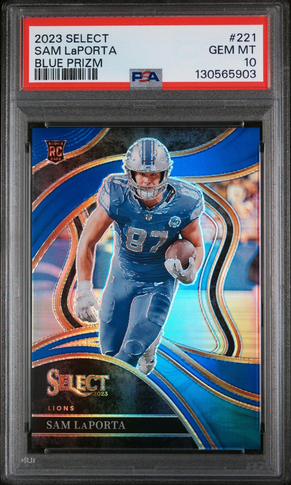 2023 Panini Select Prizm Blue Sam Laporta #221 /99 PSA 10